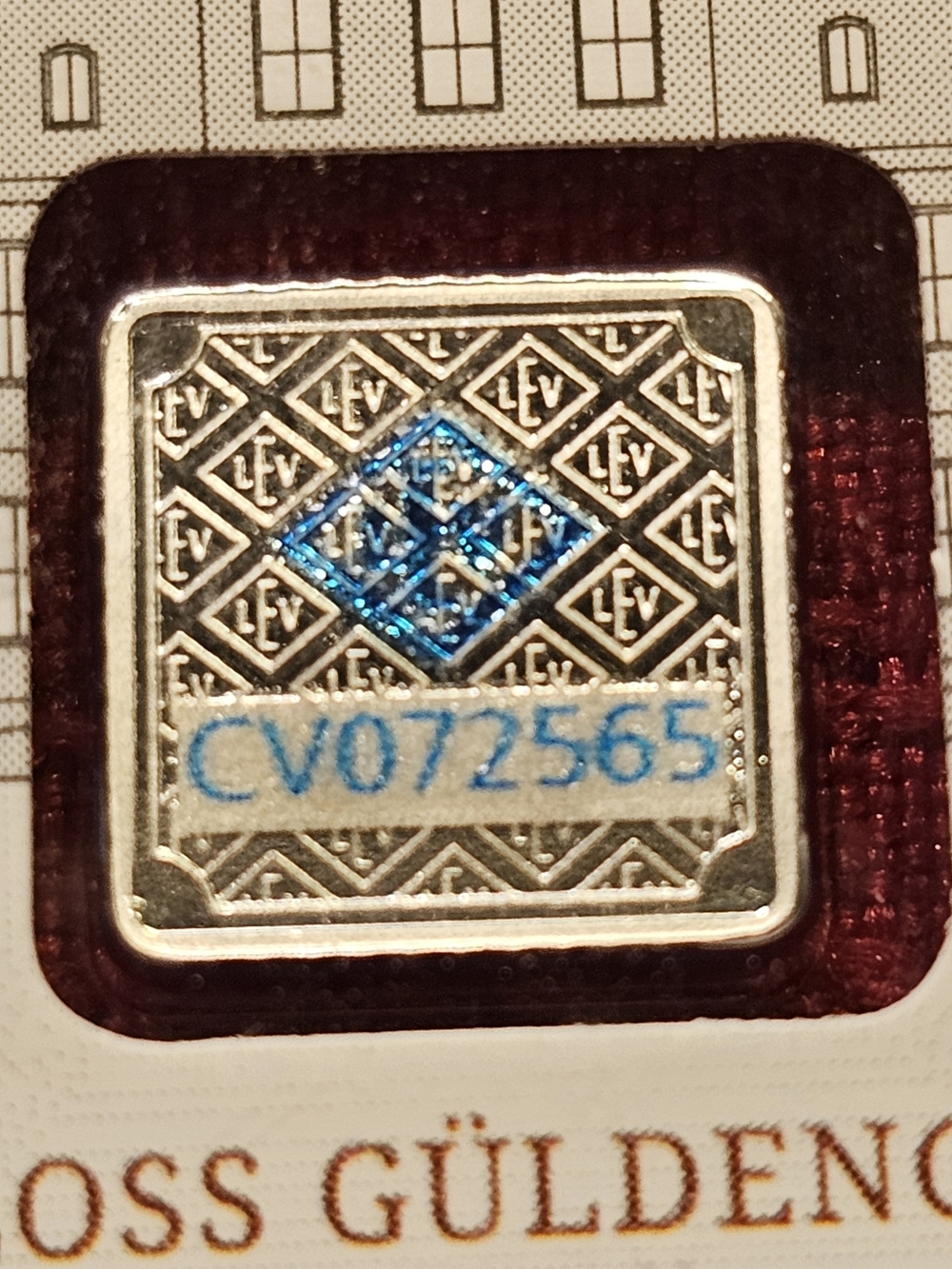 Schloss Güldengossa 1g AG 999 Silver Square Ingot - Silver & Blue - Picture 3 of 5